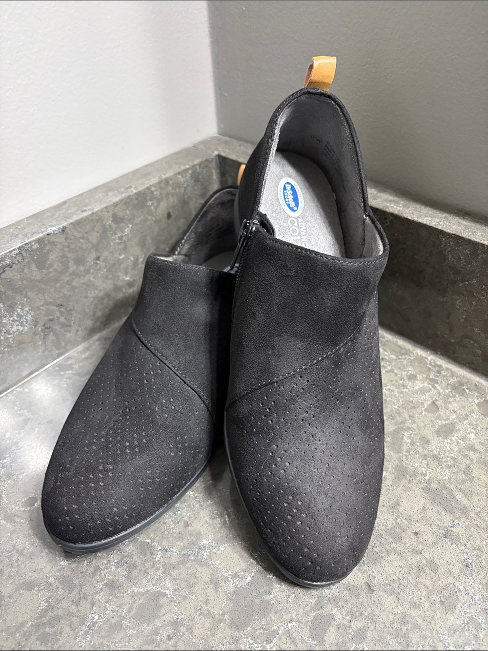 Dr. Scholl's Rate Zip Black Suede Ankle Boots